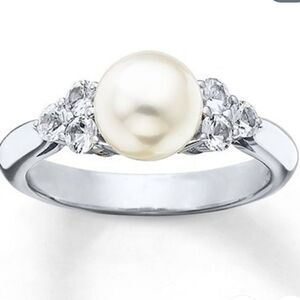Pearl Diamond Silver Ring 6